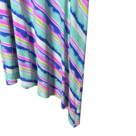 Lilly Pulitzer Magnolia Dress Medium Stripe Asymmetric Euro Summer Coastal Artsy - Picture 6 of 11